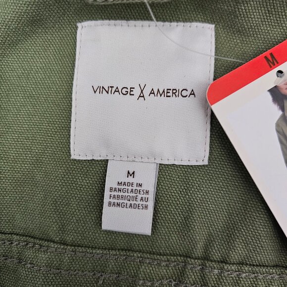 Vintage America Cotton Canvas Anorak Utility Jacket Olive Green New Size M - Picture 3 of 15
